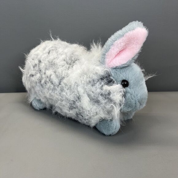Vintage TB Trading Co Realistic Laydown Gray Fuzzy Easter Bunny Rabbit - Picture 1 of 10